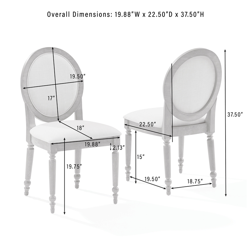 Crosley Daphne 2-Piece Dining Chairs in Rustic Brown and Creme