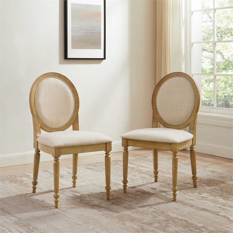 Crosley Daphne 2-Piece Dining Chairs in Rustic Brown and Creme