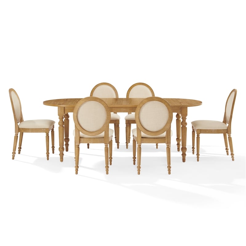 Crosley Daphne  7-Piece Dining Set in Rustic Brown and Creme - Table & 6 Chairs