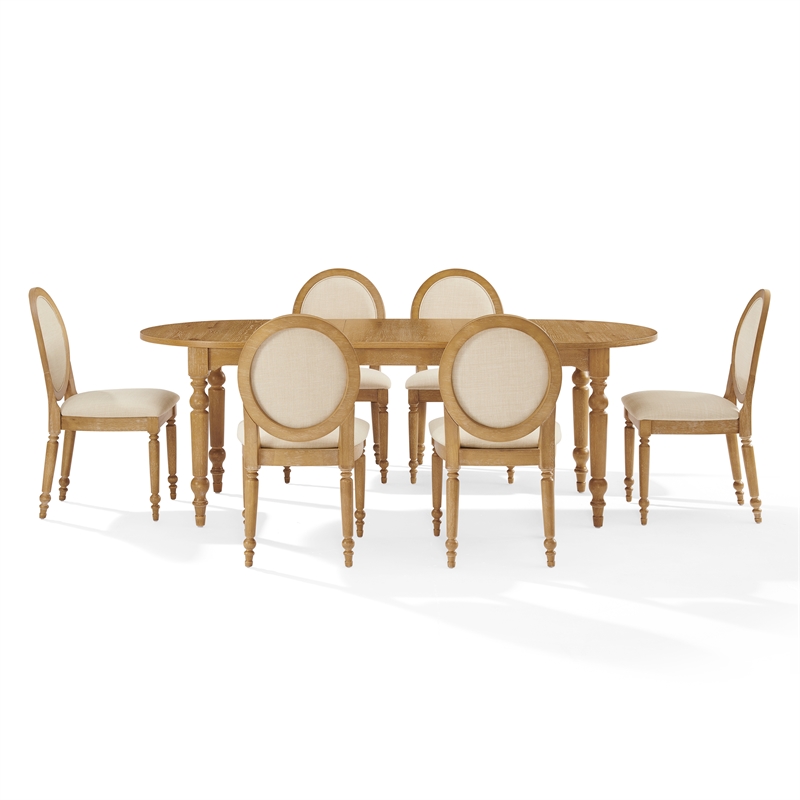 Crosley Daphne  7-Piece Dining Set in Rustic Brown and Creme - Table & 6 Chairs
