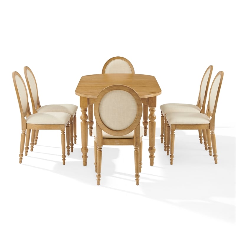 Crosley Daphne  7-Piece Dining Set in Rustic Brown and Creme - Table & 6 Chairs