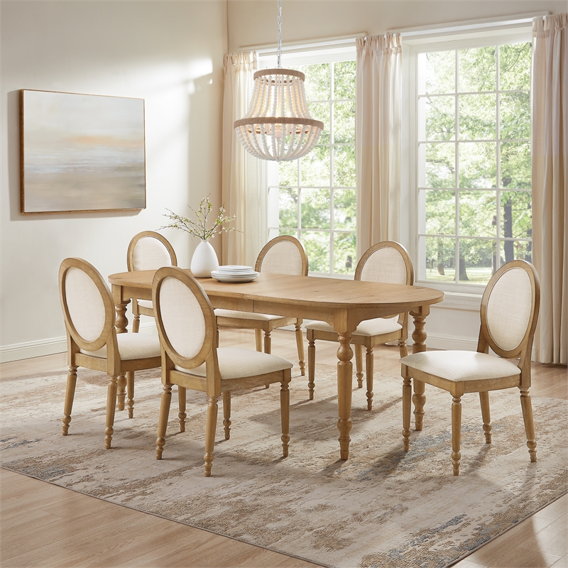 Crosley Daphne  7-Piece Dining Set in Rustic Brown and Creme - Table & 6 Chairs