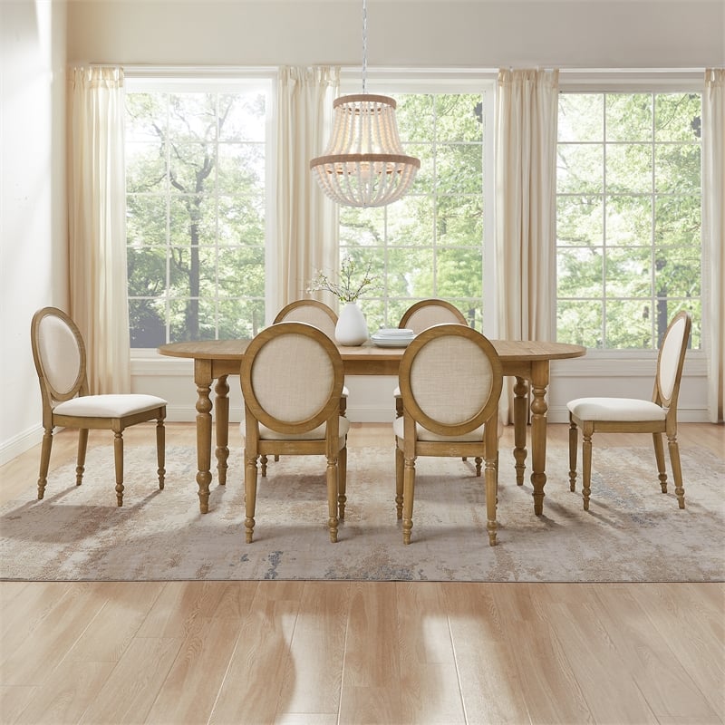 Crosley Daphne  7-Piece Dining Set in Rustic Brown and Creme - Table & 6 Chairs
