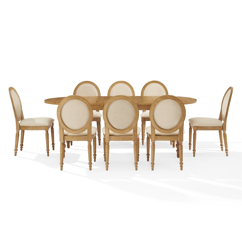 Crosley Daphne  9-Piece Dining Set in Rustic Brown and Creme - Table & 8 Chairs