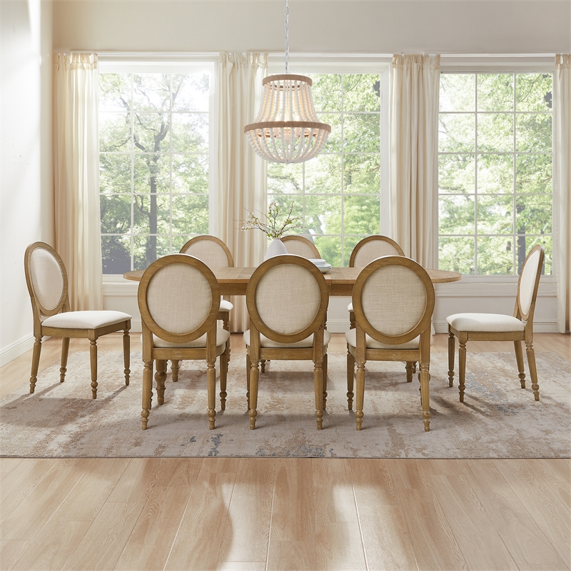 Crosley Daphne  9-Piece Dining Set in Rustic Brown and Creme - Table & 8 Chairs