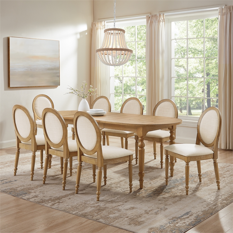 Crosley Daphne  9-Piece Dining Set in Rustic Brown and Creme - Table & 8 Chairs