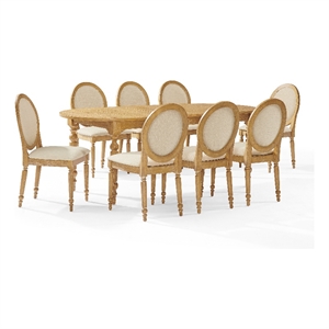 Crosley Daphne  9-Piece Dining Set in Rustic Brown and Creme - Table & 8 Chairs