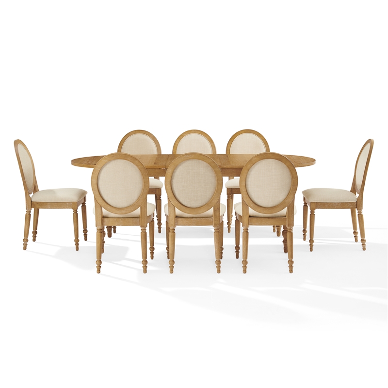 Crosley Daphne  9-Piece Dining Set in Rustic Brown and Creme - Table & 8 Chairs