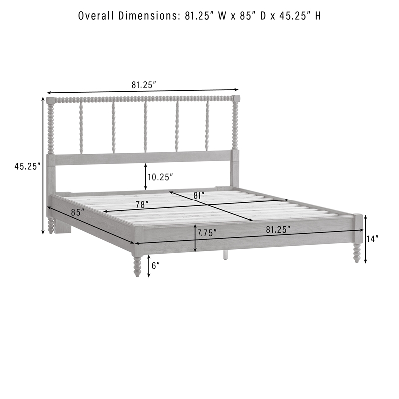 Crosley Lucille King Bed in Brown - Headboard- Footboard- And Side Rails