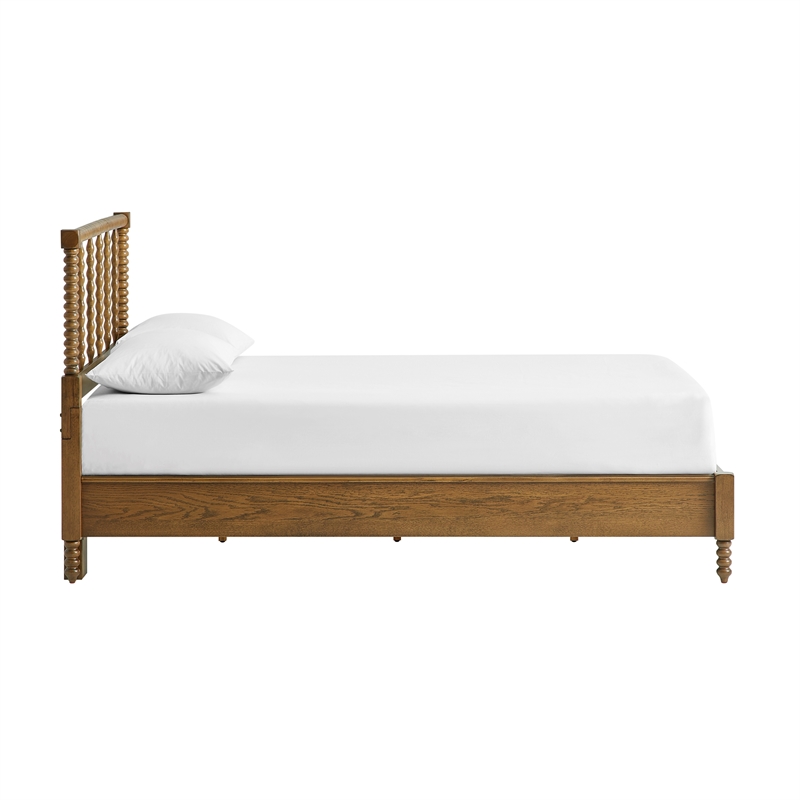 Crosley Lucille King Bed in Brown - Headboard- Footboard- And Side Rails