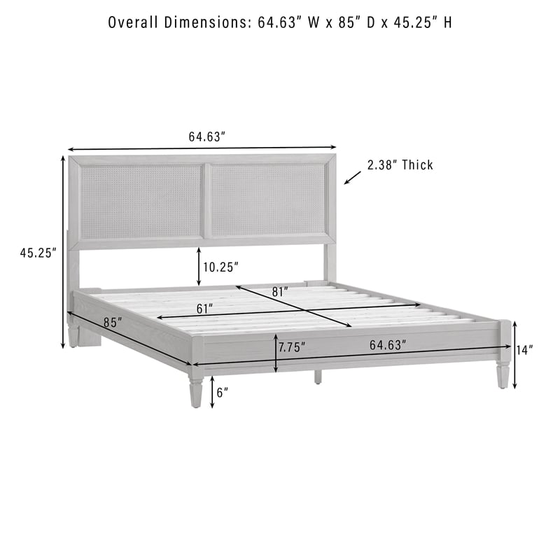 Crosley Katia Queen Bed in Driftwood - Headboard- Footboard- And Side Rails