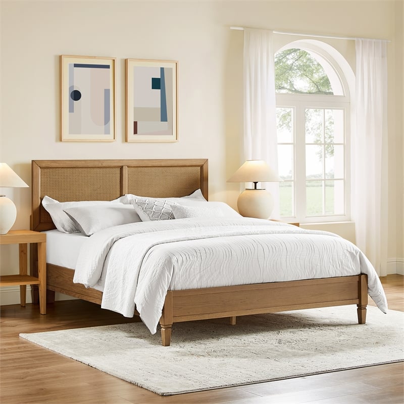 Crosley Katia King Bed in Driftwood - Headboard- Footboard- And Side Rails