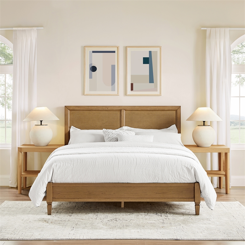 Crosley Katia King Bed in Driftwood - Headboard- Footboard- And Side Rails