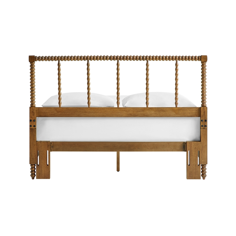 Crosley Lucille Queen Bed in Brown - Headboard- Footboard- And Side Rails