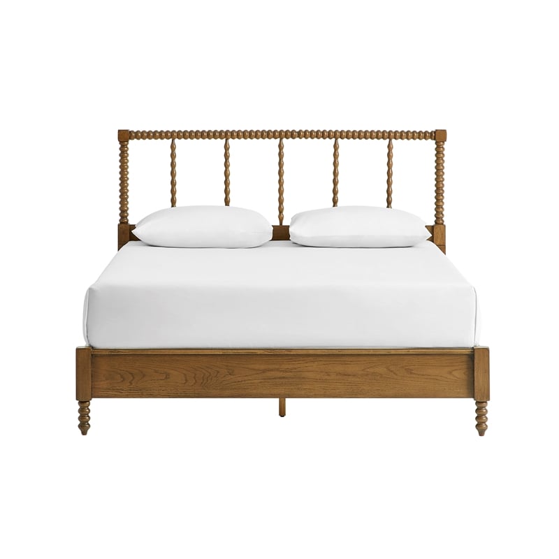 Crosley Lucille Queen Bed in Brown - Headboard- Footboard- And Side Rails