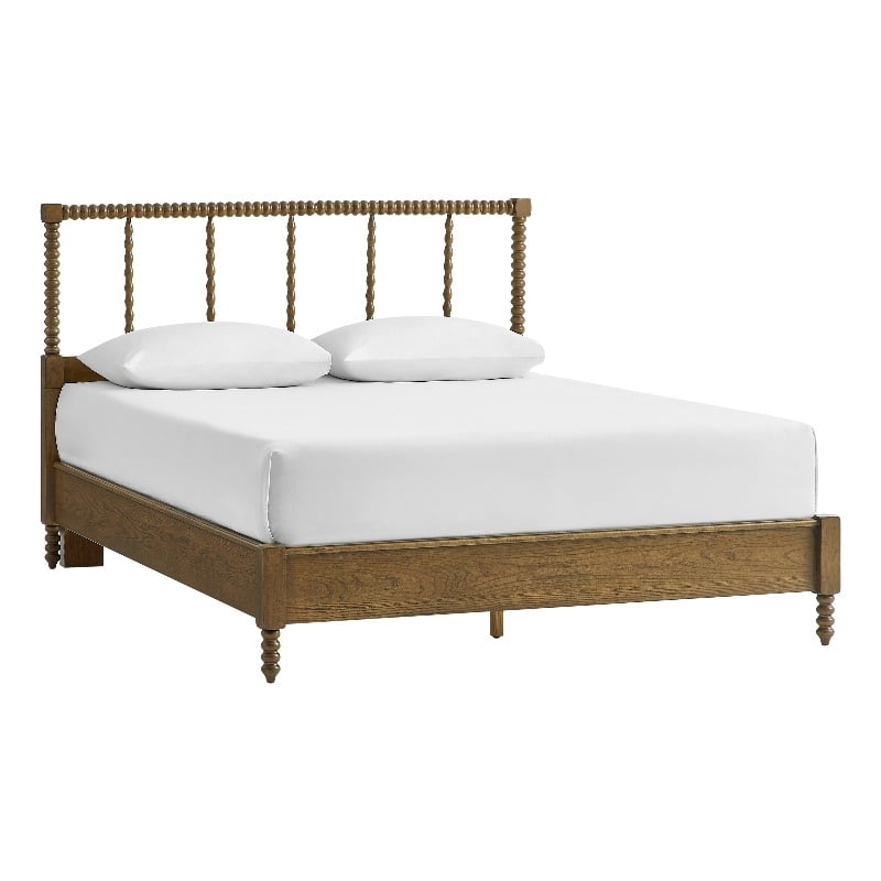 Crosley Lucille Queen Bed in Brown - Headboard- Footboard- And Side Rails