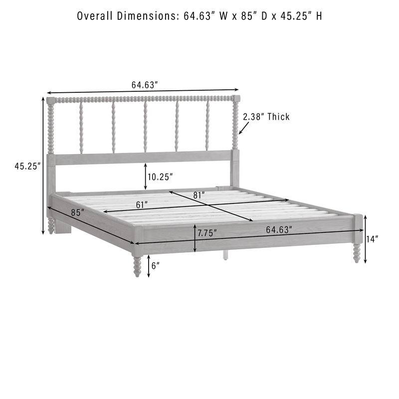 Crosley Lucille Queen Bed in Brown - Headboard- Footboard- And Side Rails