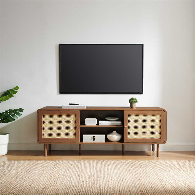 Crosley Nora Record Player Cabinet With Vinyl Storage in Walnut
