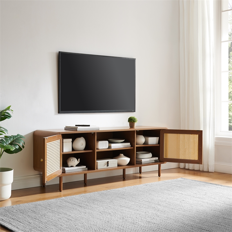 Crosley Nora Record Player Cabinet With Vinyl Storage in Walnut
