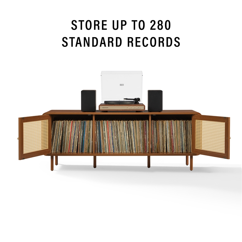 Crosley Nora Record Player Cabinet With Vinyl Storage in Walnut
