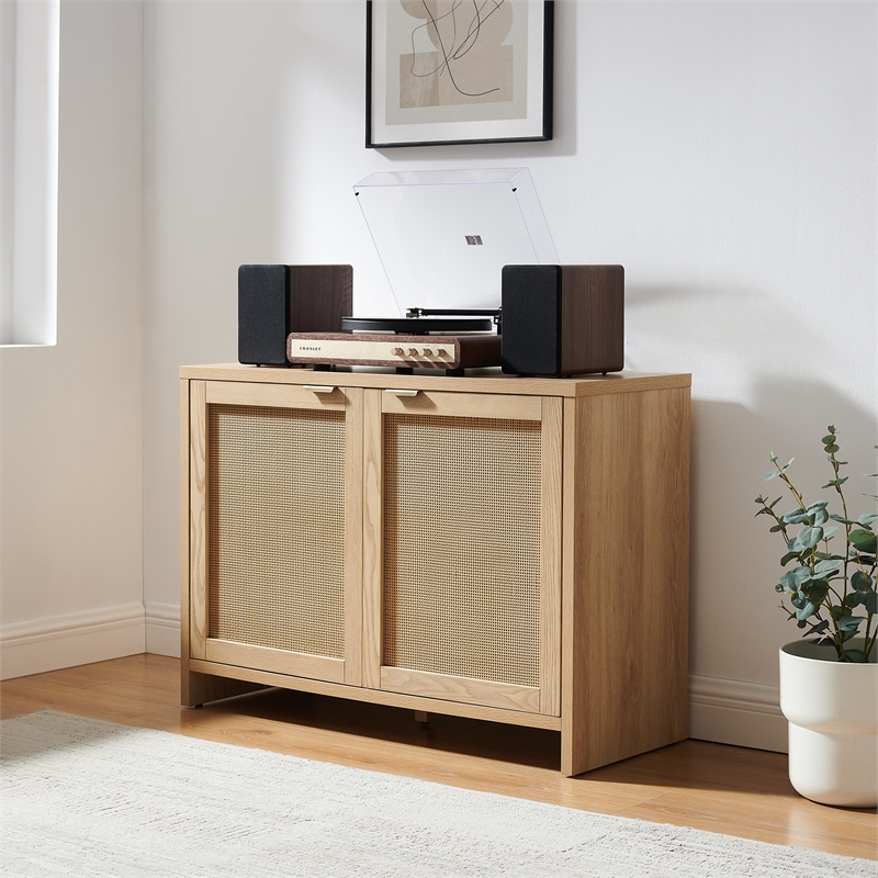 Crosley Maeve Record Player Cabinet With Vinyl Storage in Ash
