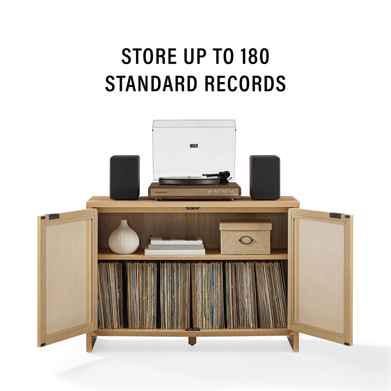 Crosley Maeve Record Player Cabinet With Vinyl Storage in Ash