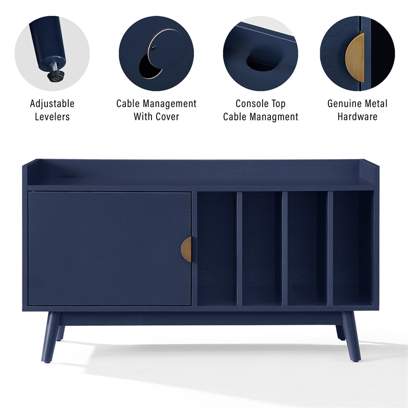 Crosley Skylar Record Player Cabinet With Vinyl Storage in Navy