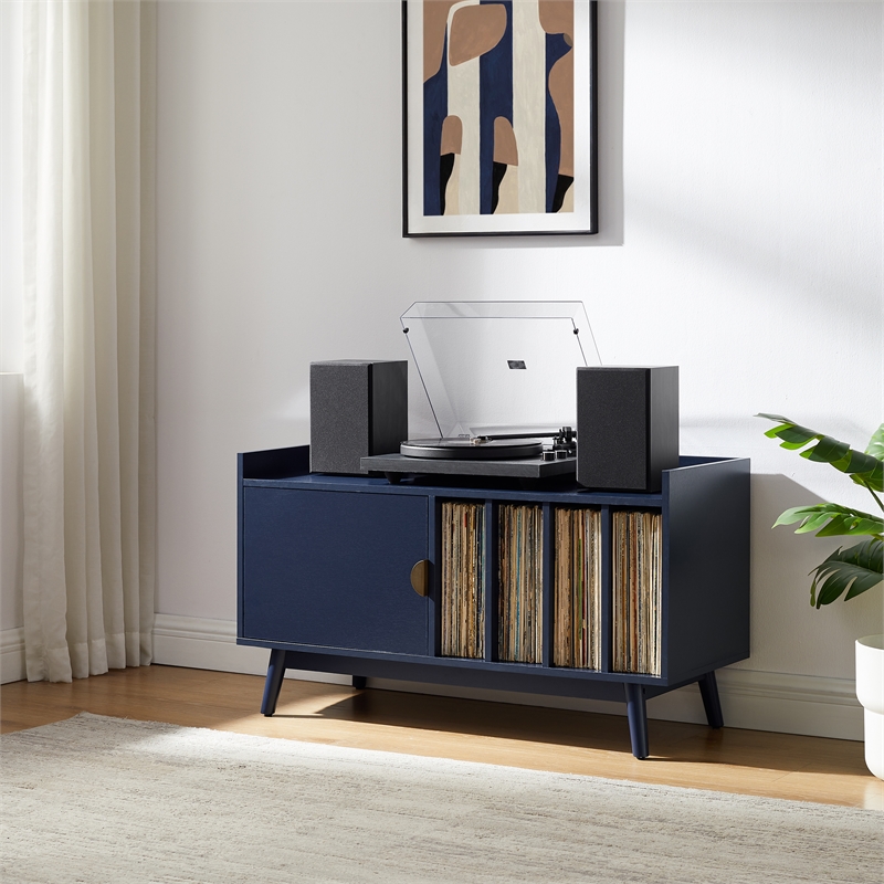 Crosley Skylar Record Player Cabinet With Vinyl Storage in Navy