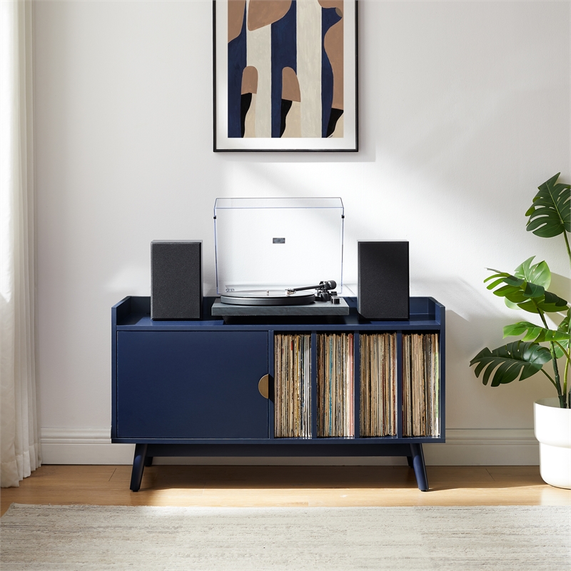 Crosley Skylar Record Player Cabinet With Vinyl Storage in Navy
