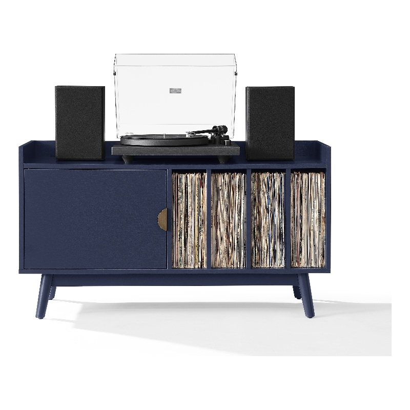 Crosley Skylar Record Player Cabinet With Vinyl Storage in Navy