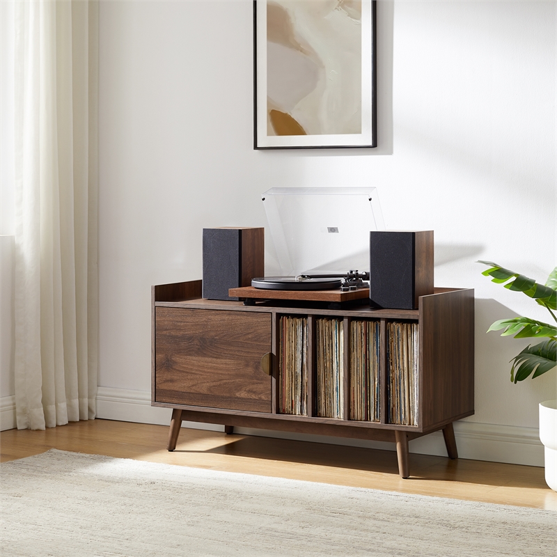 Crosley Skylar Record Player Cabinet With Vinyl Storage in Walnut
