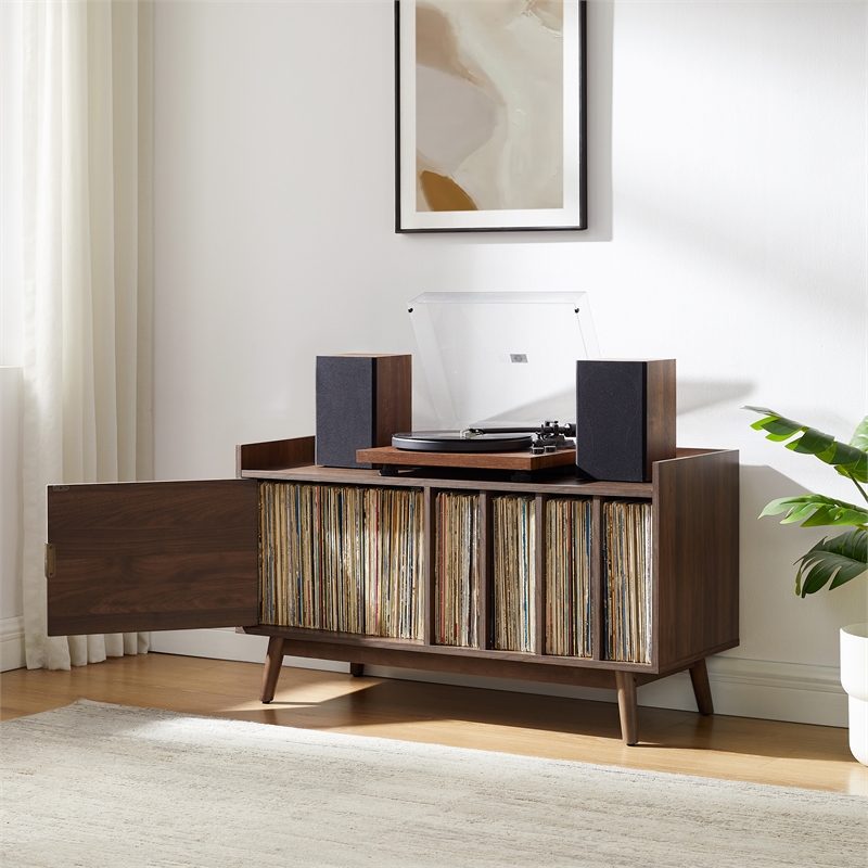 Crosley Skylar Record Player Cabinet With Vinyl Storage in Walnut