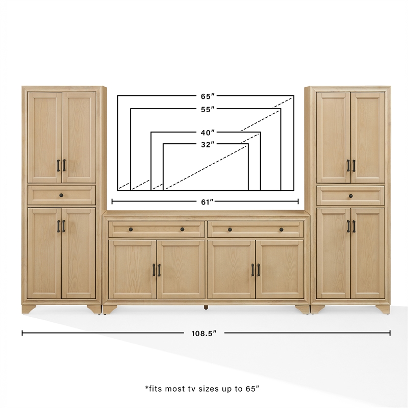 Crosley Tara 3-Piece Entertainment Center in Natural