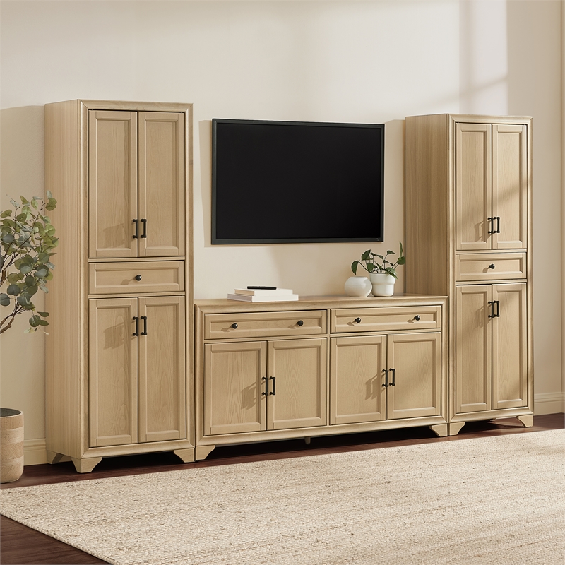 Crosley Tara 3-Piece Entertainment Center in Natural