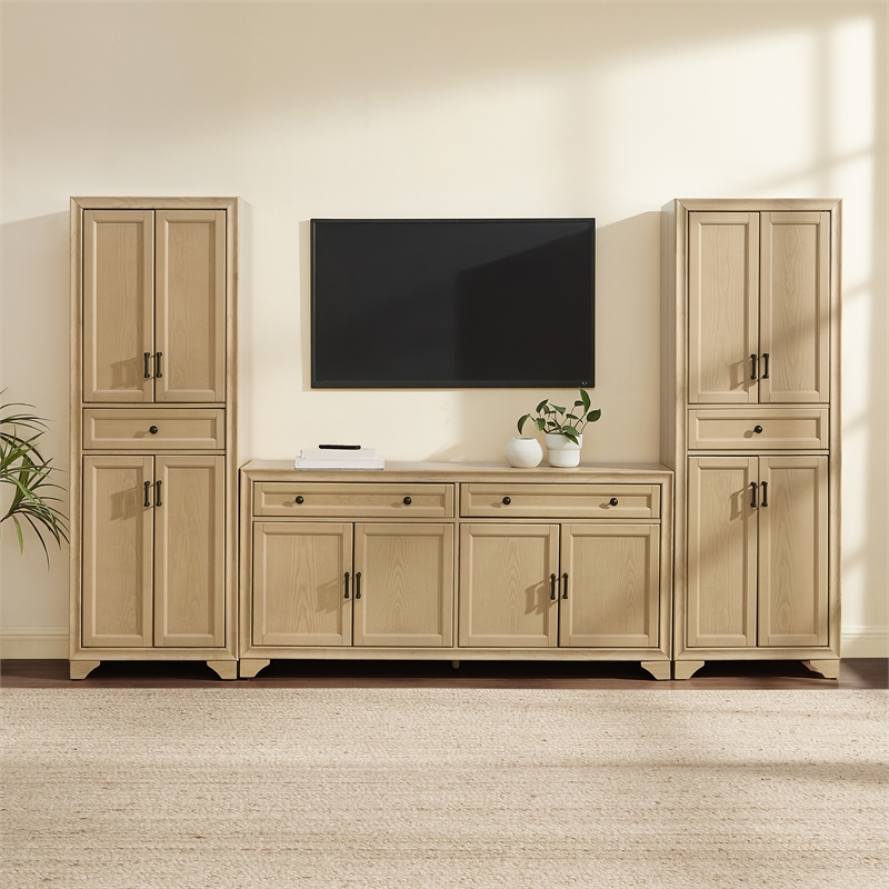 Crosley Tara 3-Piece Entertainment Center in Natural