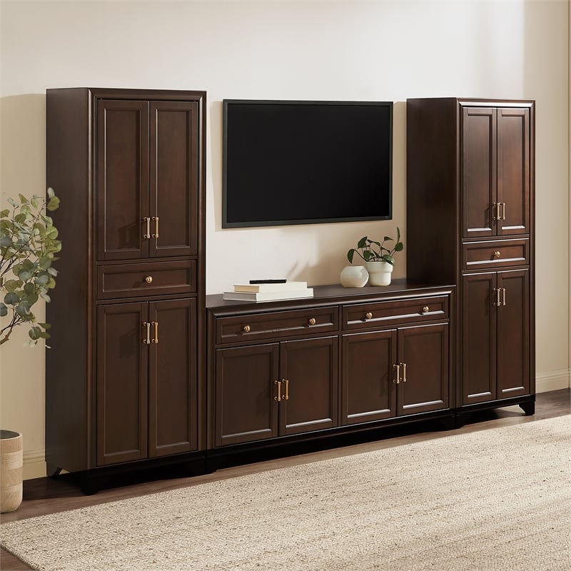 Crosley Tara 3-Piece Entertainment Center in Brown