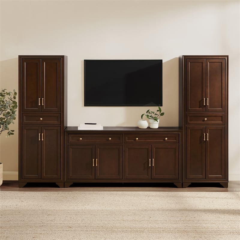 Crosley Tara 3-Piece Entertainment Center in Brown