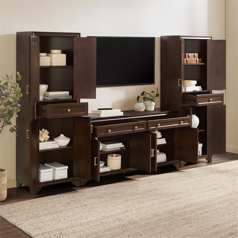 Crosley Tara 3-Piece Entertainment Center in Brown