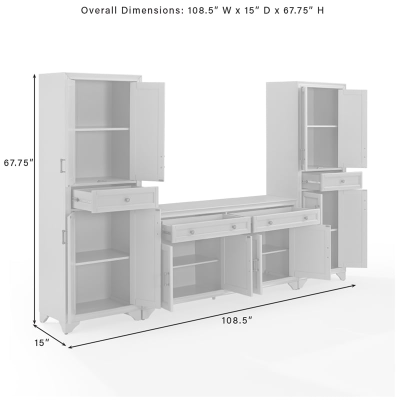 Crosley Tara 3-Piece Sideboard And Pantry Set in Natural