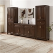 Crosley Tara 3-Piece Sideboard And Pantry Set in Brown