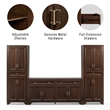 Crosley Tara 3-Piece Sideboard And Pantry Set in Brown