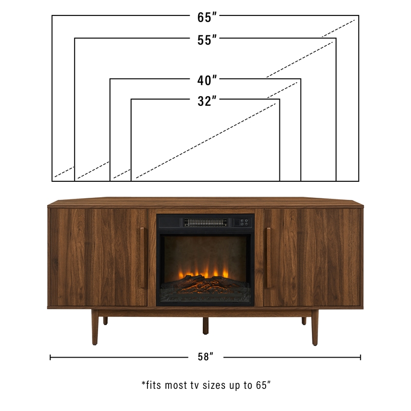 Crosley Liam Corner Fireplace TV Stand For Up To 65