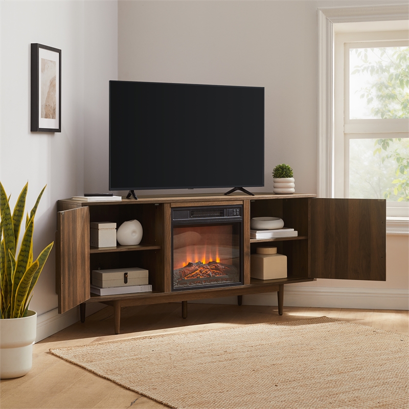Crosley Liam Corner Fireplace TV Stand For Up To 65