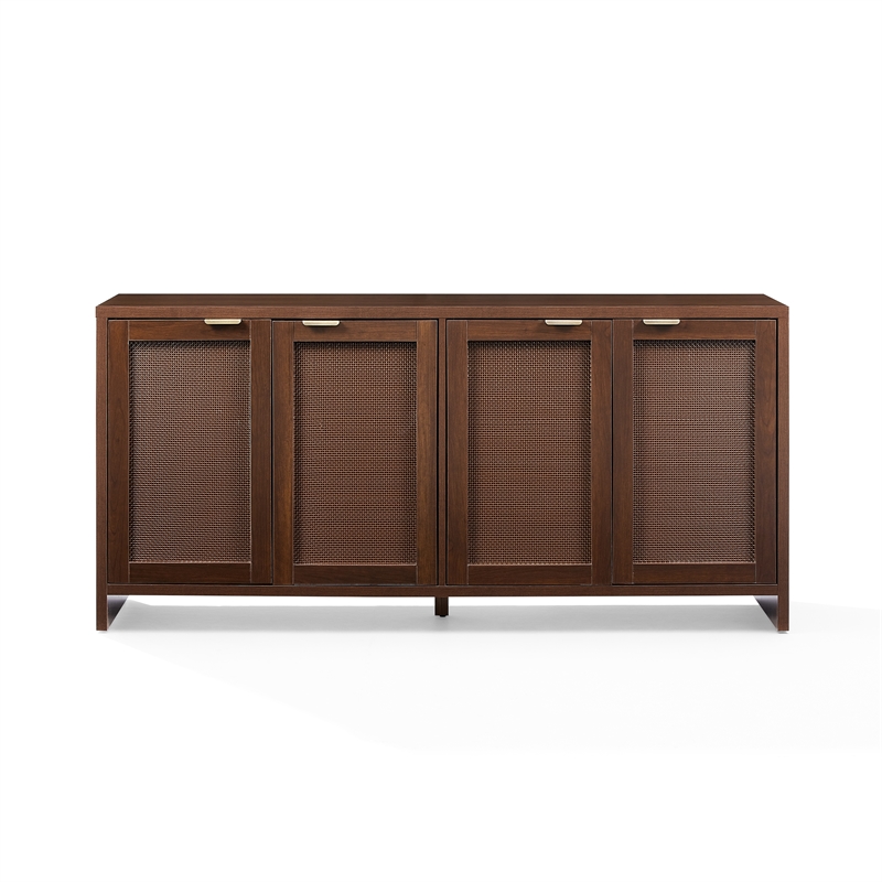 Crosley Furniture Kenji Modern Media Console Sideboard in Rattan Brown