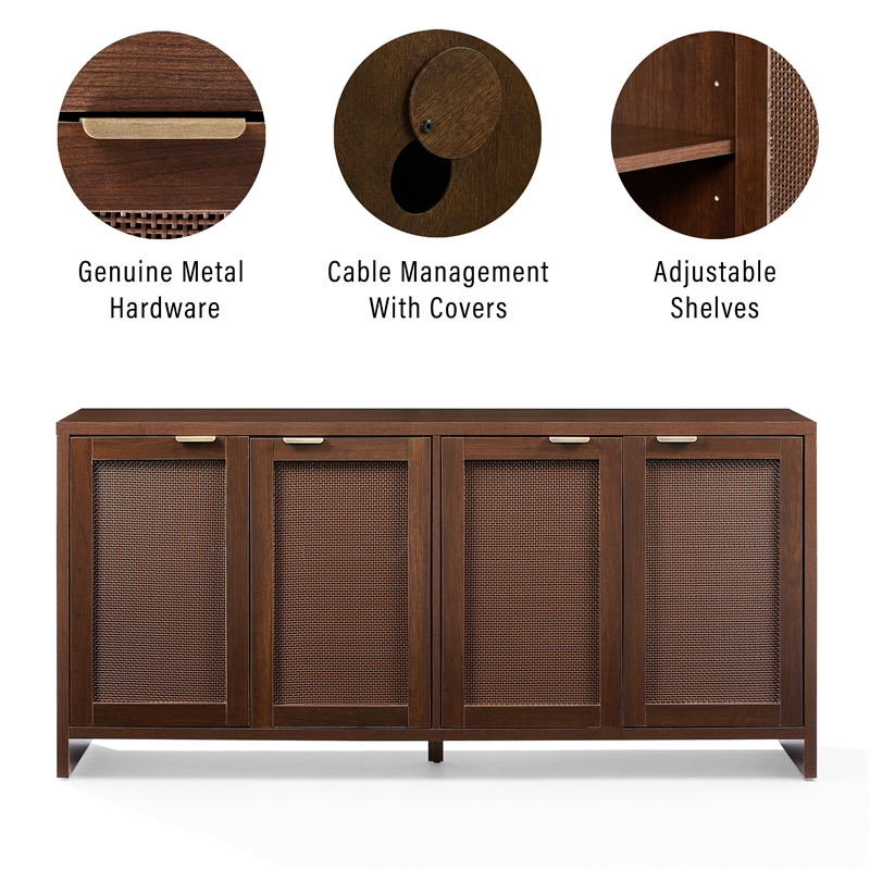 Crosley Furniture Kenji Modern Media Console Sideboard in Rattan Brown