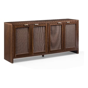 Crosley Furniture Kenji Modern Media Console Sideboard in Rattan Brown