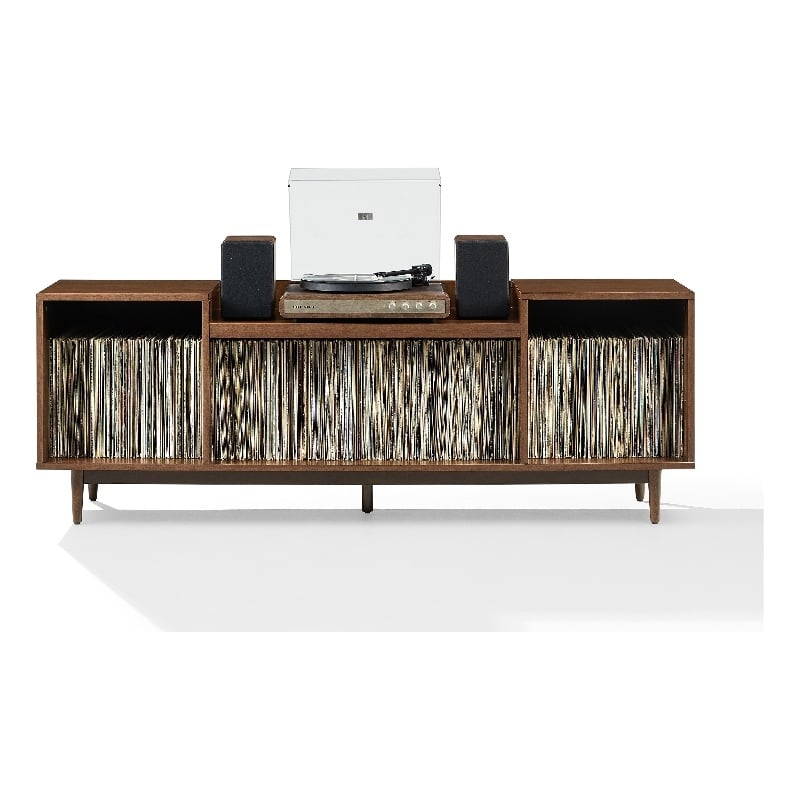 Crosley Furniture Eugene Record Player Stand with Storage in Mahogany
