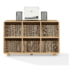 Crosley Furniture Zoe 6 Cube Record Player Stand with Vinyl Storage in Ash