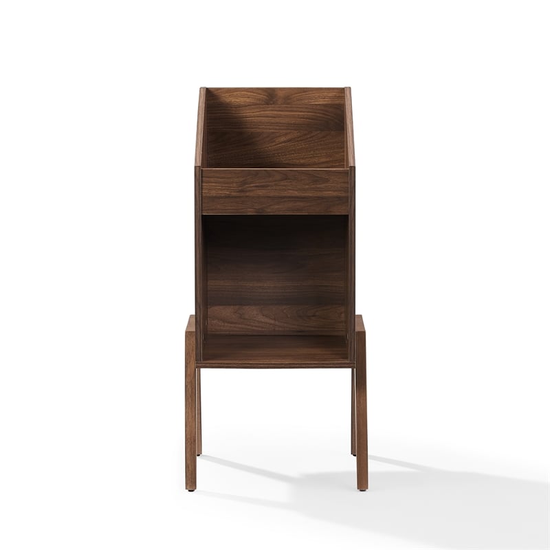 Crosley Furniture Luna Single Record Stand w Crate-Style Storage in Walnut