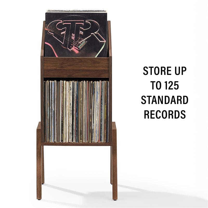 Crosley Furniture Luna Single Record Stand w Crate-Style Storage in Walnut